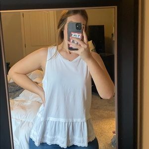 White peplum and lace tank